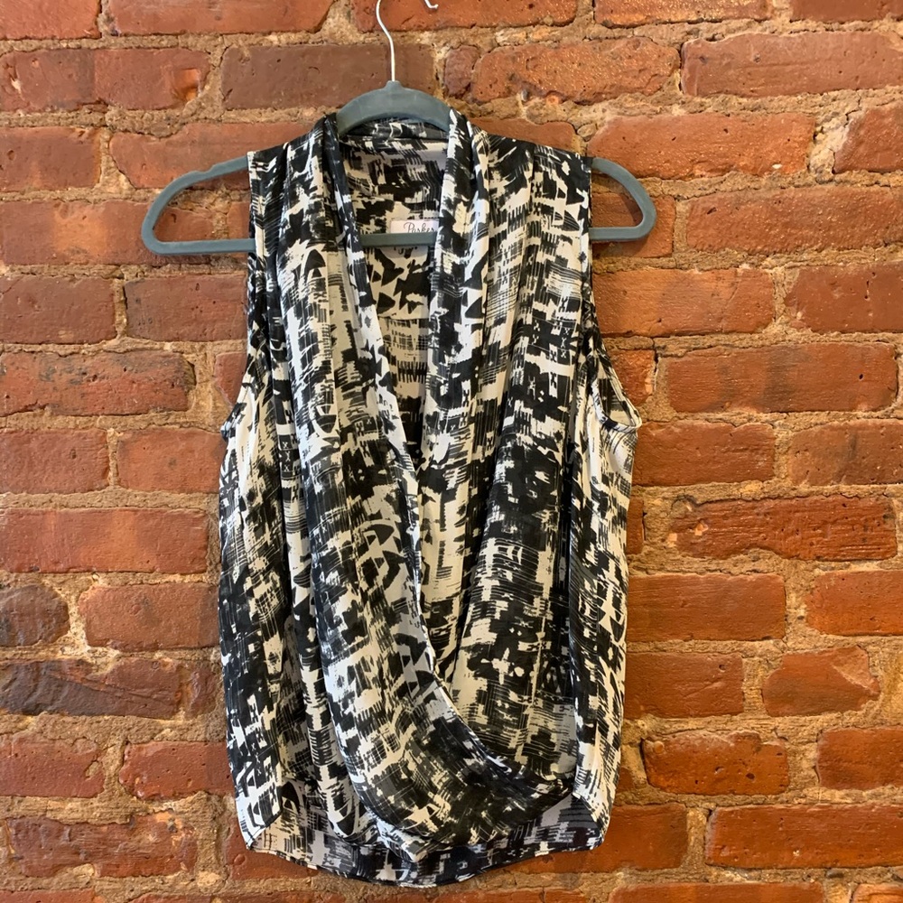 Flowy black and white blouse